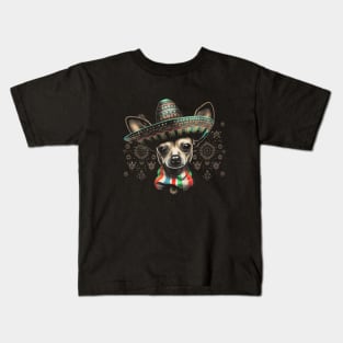 Feline Fiesta: A Cat in a Mexican Hat Kids T-Shirt